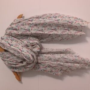 Soft Cottage Core White Large Rectangular Cozy Scarf 74" X 50"